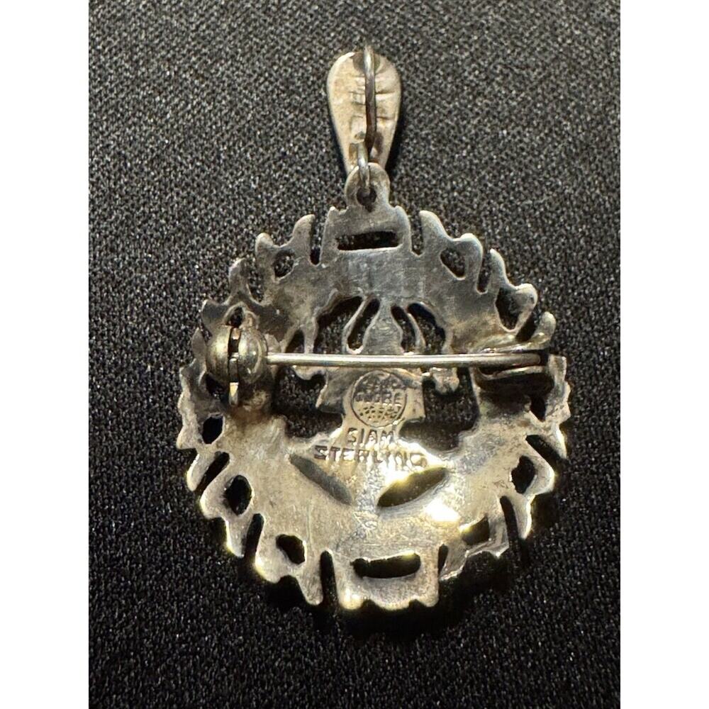 925 Sterling Silver Siam Pendant / Brooch - Picture 3 of 5